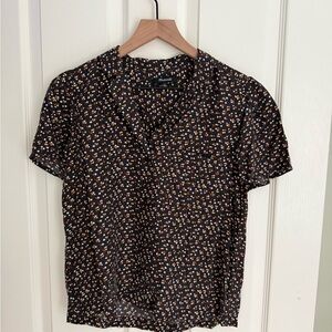 Madewell Black and Orange Floral Button Down Shirt